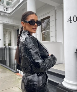 Kaiia CROPPED CROC VINYL BLAZER