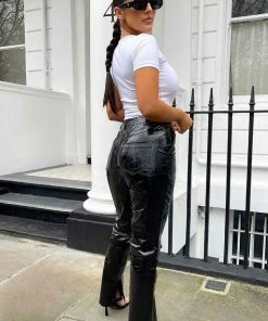 Kaiia CROC VINYL TROUSERS BLACK CLOTHING