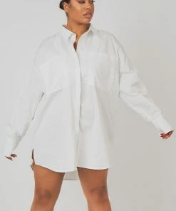 Kaiia CURVE OVERSIZED POPLIN SHIRT DRESS WHITE CLOTHING