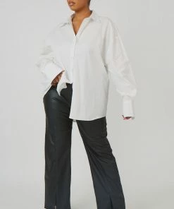 Kaiia CURVE OVERSIZED POPLIN SHIRT WHITE CLOTHING