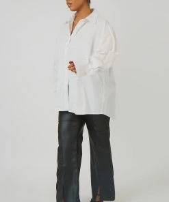 Kaiia CURVE OVERSIZED POPLIN SHIRT WHITE CLOTHING