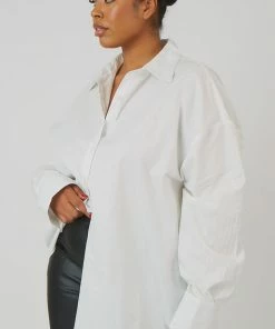 Kaiia CURVE OVERSIZED POPLIN SHIRT WHITE CLOTHING