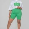 Kaiia CURVE HIGH WAISTED JERSEY CYCLING SHORTS GREEN