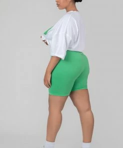 Kaiia CURVE HIGH WAISTED JERSEY CYCLING SHORTS GREEN