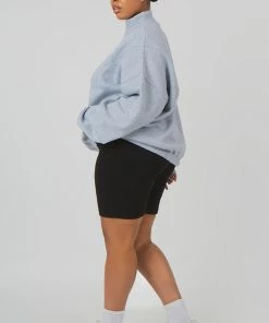 Kaiia CLOTHING CURVE OVERSIZED HALF ZIP POCKET FRONT SWEATSHIRT GREY MARL