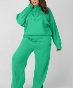 CURVE KAIIA OVERSIZED TONAL EMBROIDERED SWEATSHIRT GREEN CLOTHING