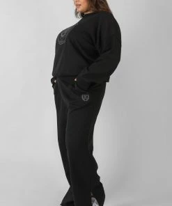 CURVE KAIIA OVERSIZED TONAL EMBROIDERED SWEATSHIRT BLACK