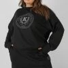 CURVE KAIIA OVERSIZED TONAL EMBROIDERED SWEATSHIRT BLACK
