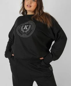 CURVE KAIIA OVERSIZED TONAL EMBROIDERED SWEATSHIRT BLACK