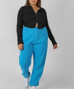 Kaiia CURVE DOUBLE ENDED ZIP RIB TOP BLACK CLOTHING