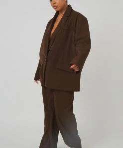 Kaiia CURVE DAD TROUSERS CHOCOLATE CLOTHING