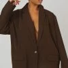 Kaiia CLOTHING CURVE DAD BLAZER CHOCOLATE