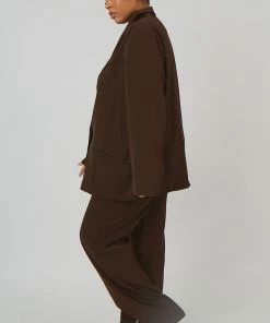 Kaiia CURVE DAD TROUSERS CHOCOLATE CLOTHING
