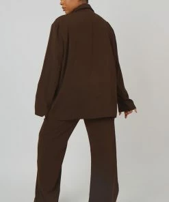 Kaiia CLOTHING CURVE DAD BLAZER CHOCOLATE