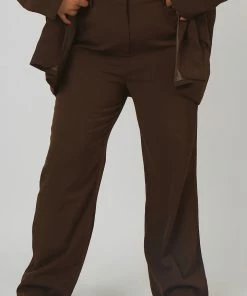 Kaiia CURVE DAD TROUSERS CHOCOLATE CLOTHING