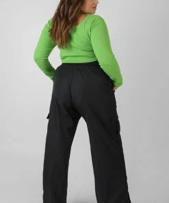 Kaiia CURVE SPLIT BLACK HEM CARGO TROUSERS BLACK CLOTHING