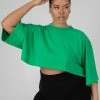 Kaiia CLOTHING CURVE EXPOSED SEAM OVERSIZED CROPPED T SHIRT GREEN