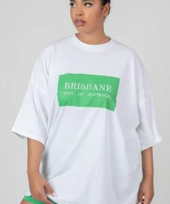 Kaiia CURVE OVERSIZED BRISBANE T SHIRT WHITE