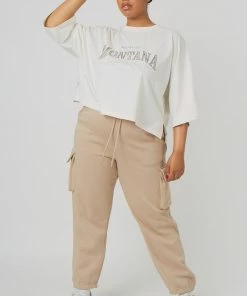 Kaiia CURVE CARGO JOGGERS LIGHT TAUPE