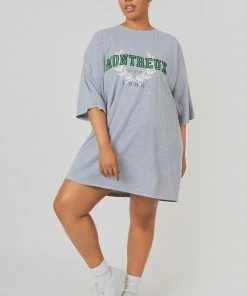 Kaiia CURVE MONTREUX T SHIRT DRESS GREY CLOTHING