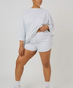 Kaiia CLOTHING CURVE EXPOSED SEAM OVERSIZED T SHIRT OATMEAL MARL