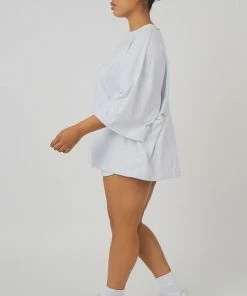 Kaiia CLOTHING CURVE EXPOSED SEAM OVERSIZED T SHIRT OATMEAL MARL