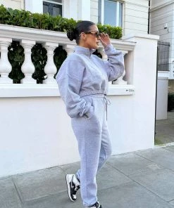 Kaiia OVERSIZED RIB 90'S JOGGERS GREY MARL CLOTHING