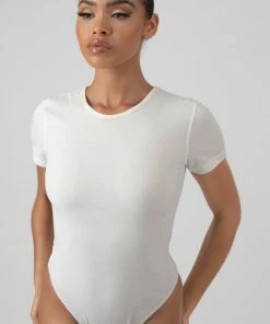 Kaiia DIONNE CROWE EDIT CAP SLEEVE TSHIRT BODYSUIT WHITE