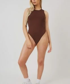 Kaiia RACER BACK BODYSUIT COFFEE