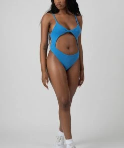 Kaiia JERSEY HIGH LEG TWIST BODYSUIT BLUE CLOTHING
