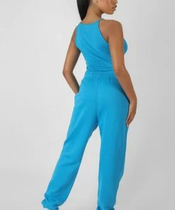 Kaiia TWIST KEYHOLE SLEEVELESS BODYSUIT BLUE