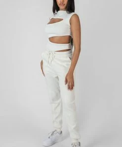 Kaiia ASYMMETRIC CUT AWAY BODYSUIT WHITE