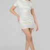 Kaiia BODYCON MINI T SHIRT DRESS ECRU CLOTHING