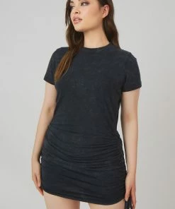 Kaiia BODYCON MINI T SHIRT DRESS ACID WASH