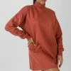 Kaiia HIGH NECK EMBROIDERED SWEATER DRESS RUST CLOTHING