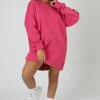 KAIIA EMBROIDERED SWEAT DRESS PINK