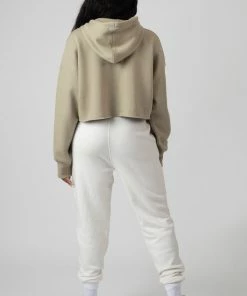 Kaiia CLOTHING OVERSIZED CROPPED LIGHT KHAKI SWEAT HOODIE