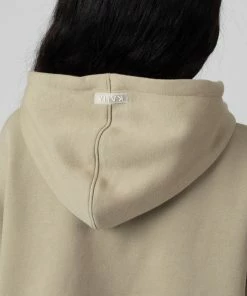 Kaiia CLOTHING OVERSIZED CROPPED LIGHT KHAKI SWEAT HOODIE