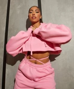 Kaiia OVERSIZED SUPER CROPPED HOODY PINK