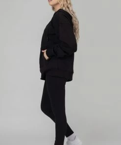 Kaiia OVERSIZED ZIP THROUGH HOODIE BLACK
