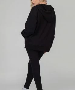 Kaiia OVERSIZED ZIP THROUGH HOODIE BLACK