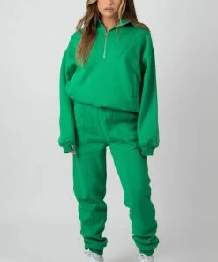 Kaiia OVERSIZED FIT SEAM FRONT 90S JOGGERS GREEN