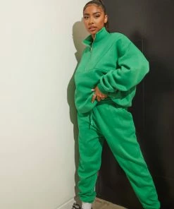 Kaiia OVERSIZED FIT SEAM FRONT 90S JOGGERS GREEN