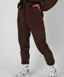 Kaiia CLOTHING OVERSIZED FIT SEAM FRONT 90S JOGGERS CHOCOLATE