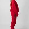 Kaiia CLOTHING OVERSIZED COLUMBIA EMBROIDERED SLOGAN 90S JOGGERS RED
