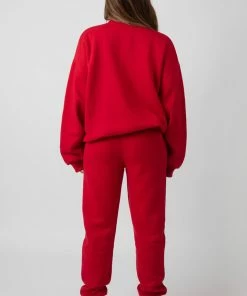 Kaiia CLOTHING OVERSIZED COLUMBIA EMBROIDERED SLOGAN 90S JOGGERS RED