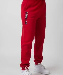 Kaiia CLOTHING OVERSIZED COLUMBIA EMBROIDERED SLOGAN 90S JOGGERS RED