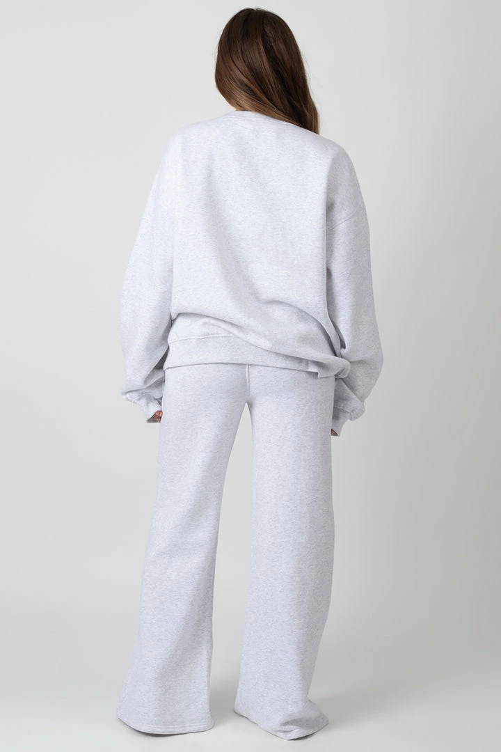 Kaiia OVERSIZED FIT EMBROIDERED SPLIT FRONT JOGGERS OATMEAL MARL 7 Kaiia OVERSIZED FIT EMBROIDERED SPLIT FRONT JOGGERS OATMEAL MARL