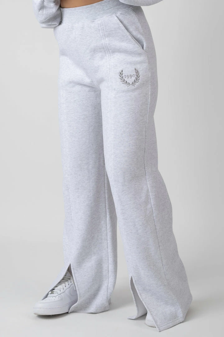 Kaiia OVERSIZED FIT EMBROIDERED SPLIT FRONT JOGGERS OATMEAL MARL 5 Kaiia OVERSIZED FIT EMBROIDERED SPLIT FRONT JOGGERS OATMEAL MARL