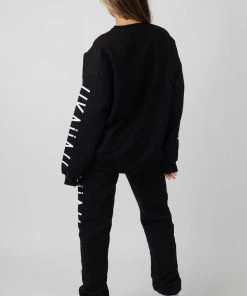 CLOTHING OVERSIZED Kaiia Branded SLOGAN JOGGERS BLACK